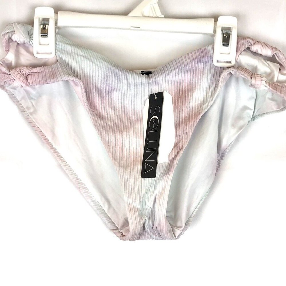 Soluna Swim, Women’s Pastel Multicolored Bikini Bottom, Size Medium